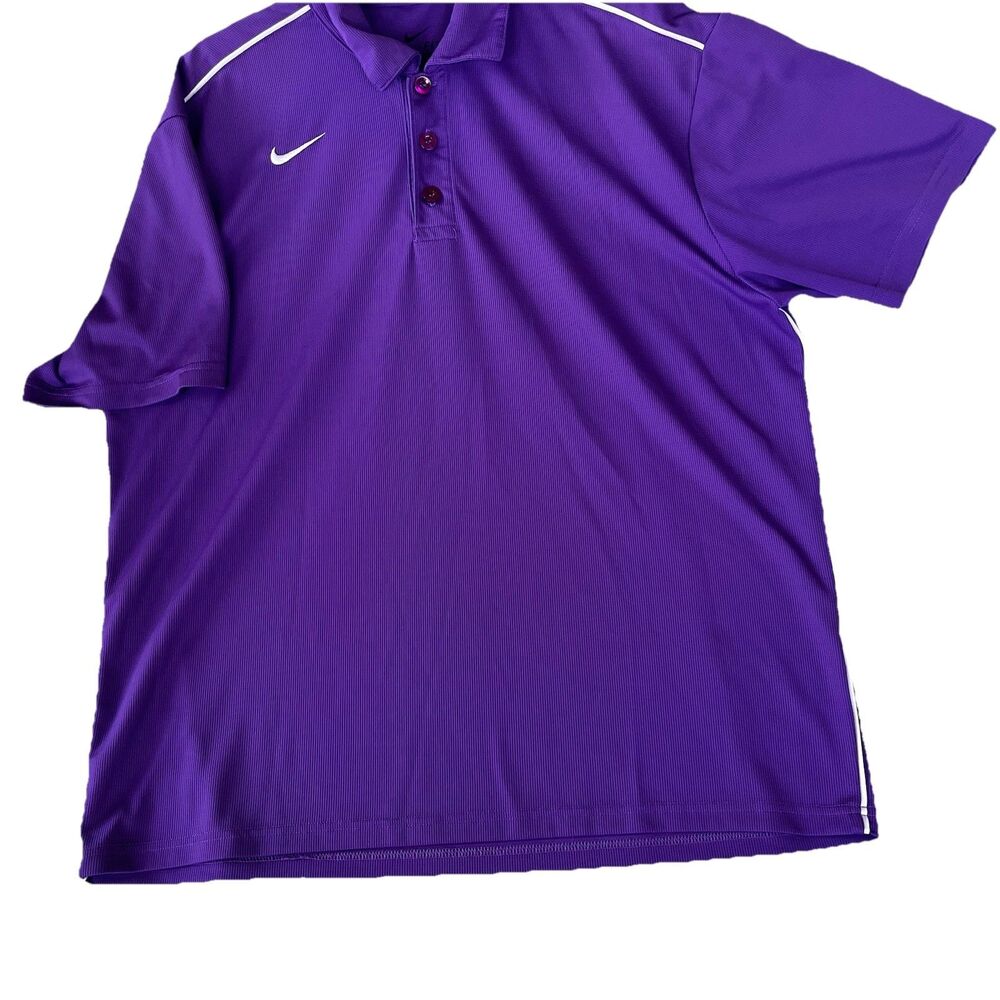 Nike Golf Shirt Men’s L Purple Dri Fit Polo Large Right Side Swoosh Flaw